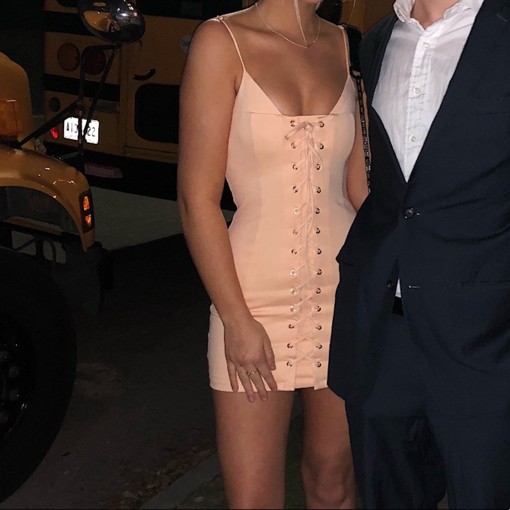 NBD Bodycon Lace Up Dress, Size S